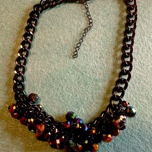 Chunky Gunmetal Multi Color Necklace Pre-owned